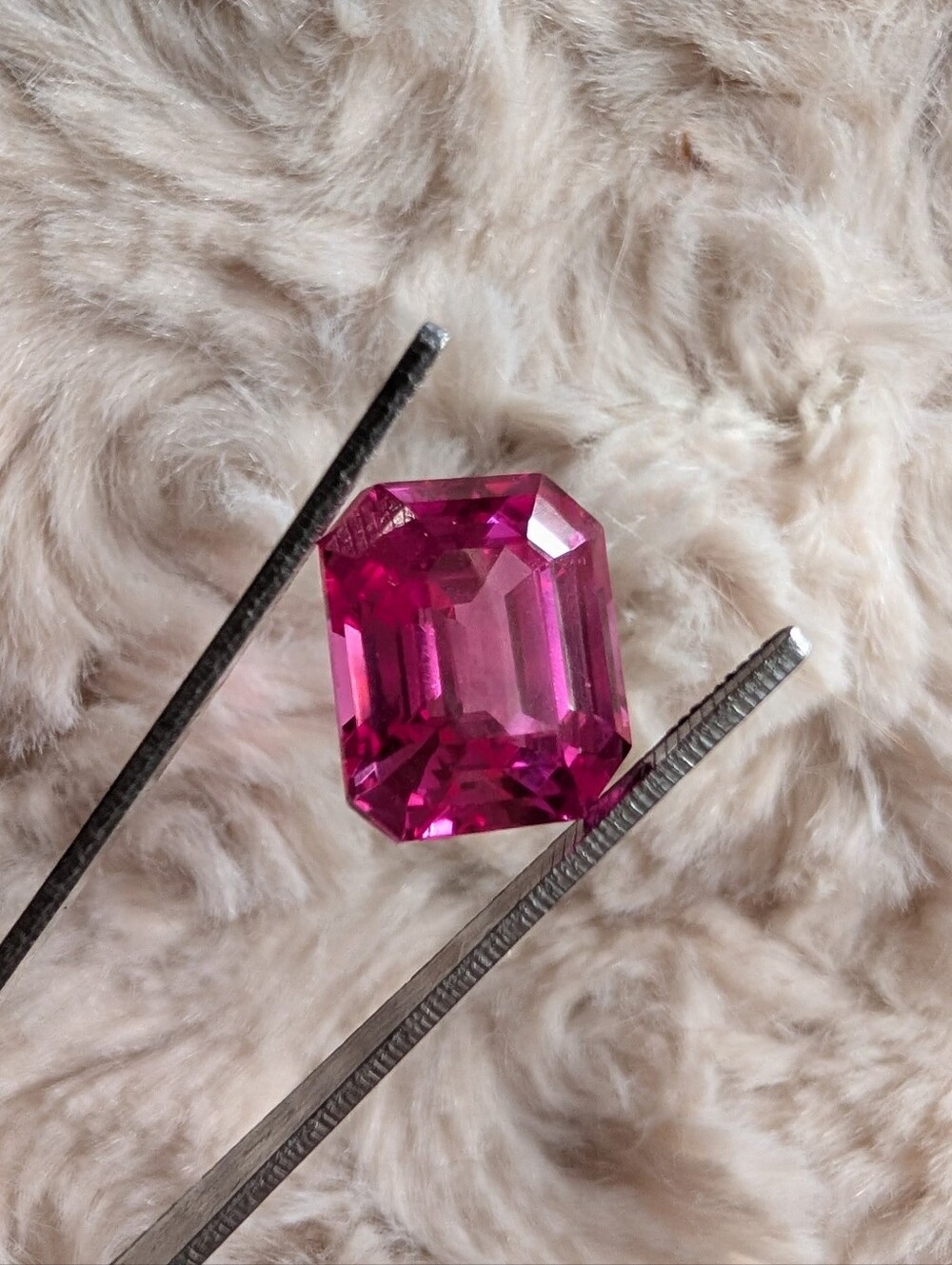 7.3 Carat Emerald Cut Vivid Pink Sapphire Loose Gemstone